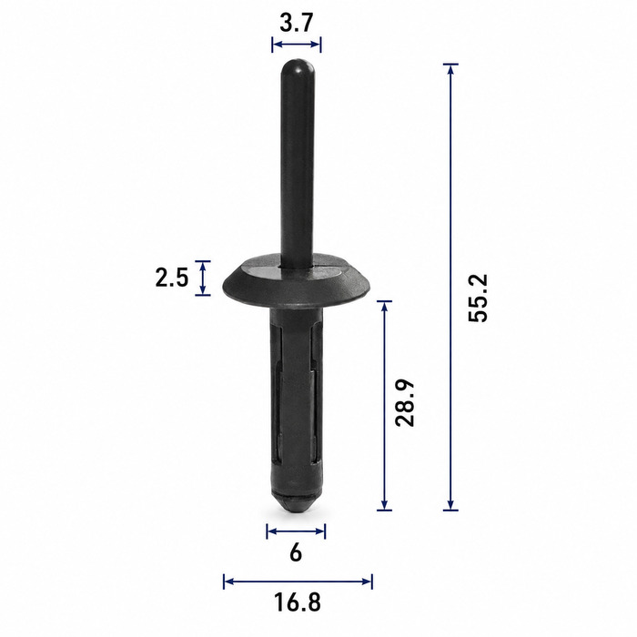 Заклёпка пластиковая для Chrysler, Ford, GM, BMW ОЕМ: 6500911, N803043S, 14063981, 06500911